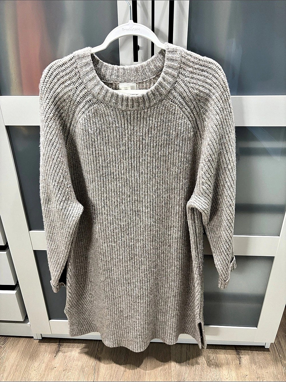 H&Large Ribbed Crew Neck dress beige Size Large Like New